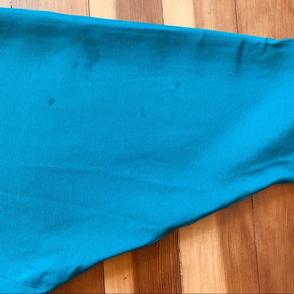 Fabulous vintage teal 80s silk batwing dress 4 - Picture 2 of 5